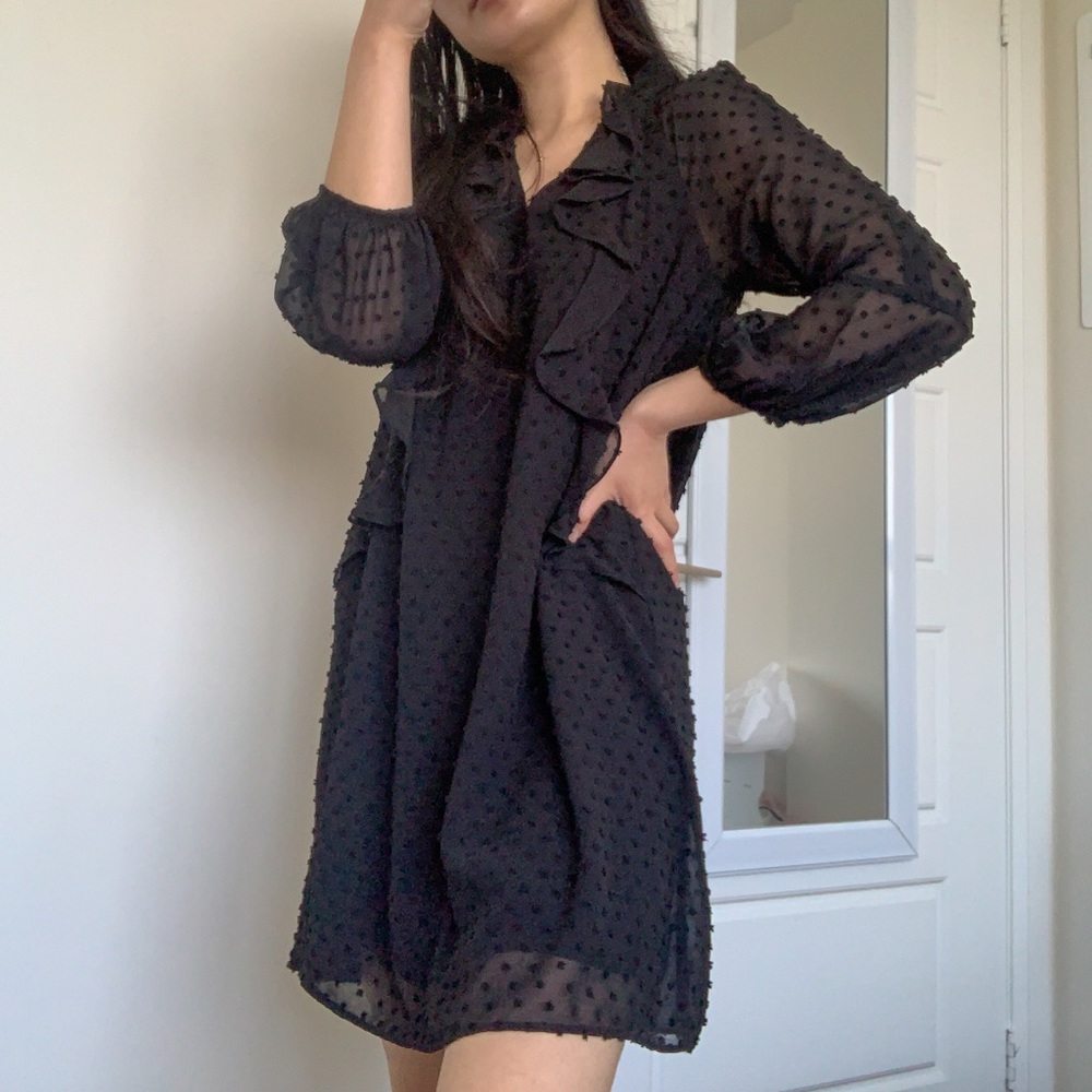 COPY - Zara Dotted Long Sleeve Mini Dress with Cu…